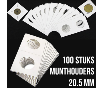 Allernieuwste.nl® 100 stuks 20.5 mm Kartonnen Munthouders Te Nieten - Wit - 20.5 mm