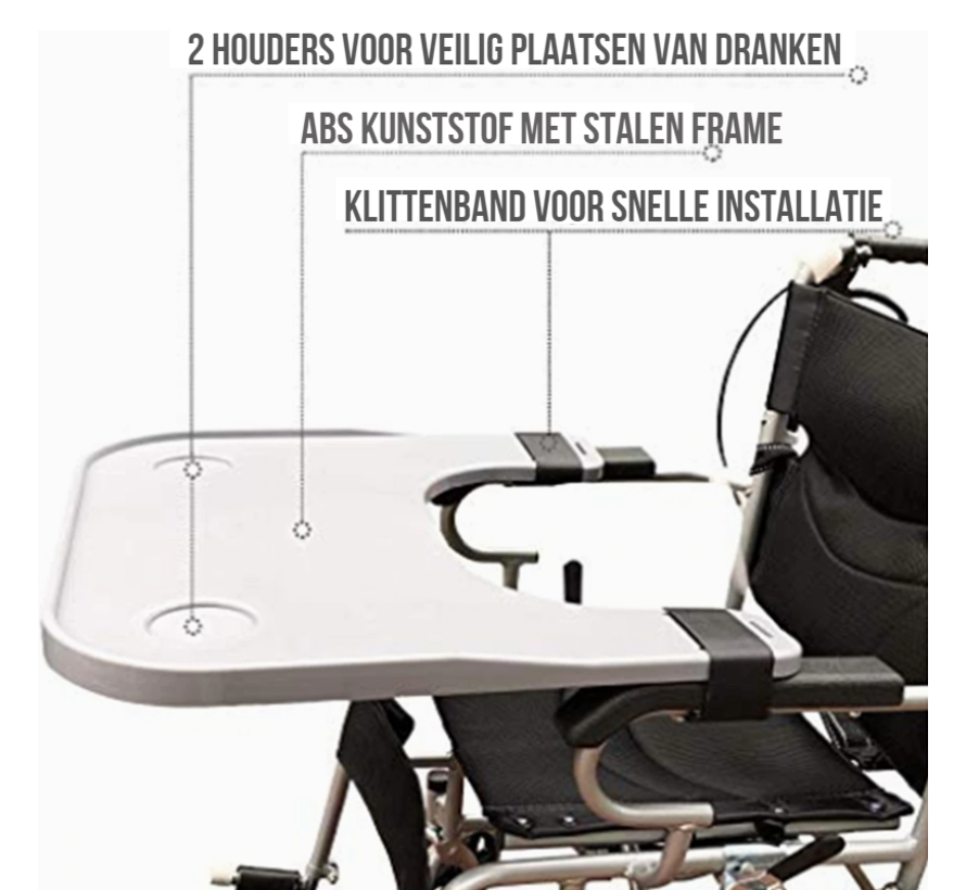 Allernieuwste.nl® Rolstoeltafel - Eettafel voor rolstoel - ABS Invalidenwagen Opzet Tafel - Grijs 58x52cm