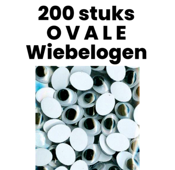 Allernieuwste.nl® 200 Stuks Wiebelogen OVAAL - 50mm - wit zwart - 10 x 13 mm *
