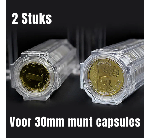 Allernieuwste.nl® Allernieuwste.nl® 2 STUKS Acryl Opbergcontainer voor 30 mm Capsules Opslag Buis Houder Case Voor 30mm Munten - Acryl 58 mm - 2 Stuks