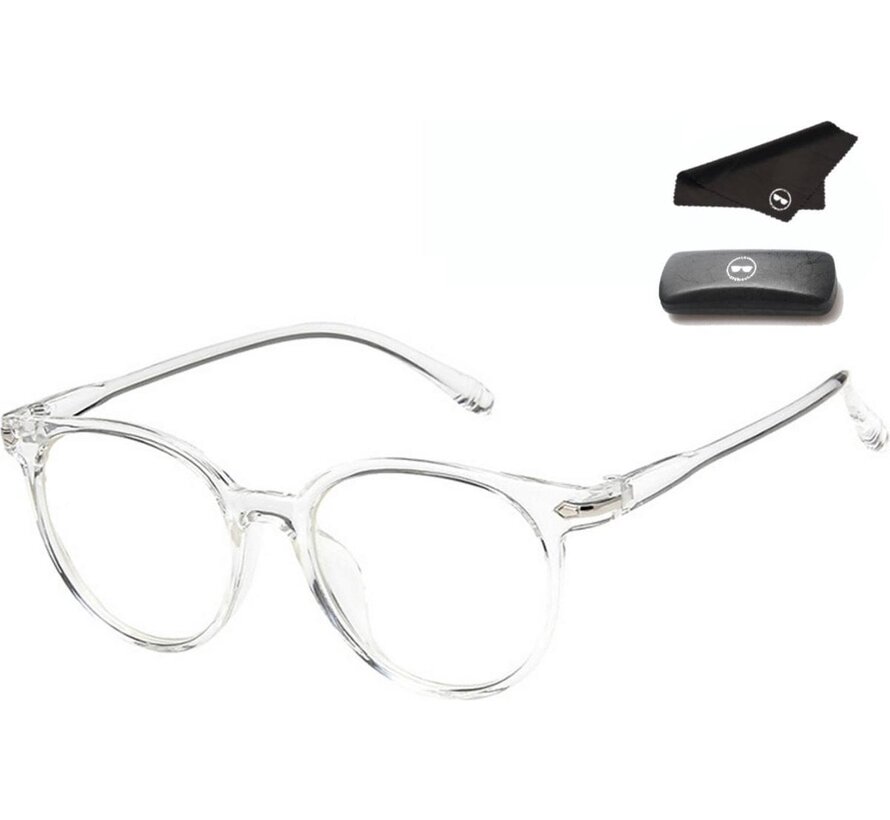 Allernieuwste.nl® Grote Dames Computerbril voor alle Beeldschermen met Anti Blauw Licht Glazen - Stralingsbescherming - Beeldschermbril - Kantoorbril - Transparant