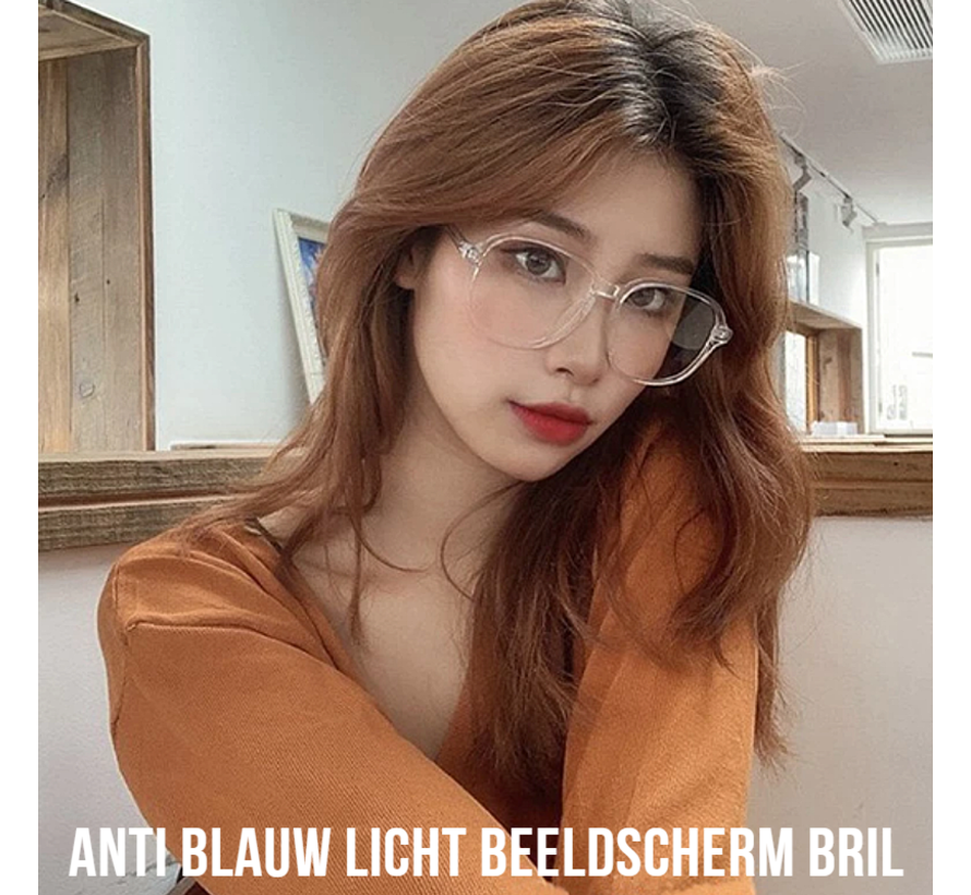 Allernieuwste.nl® Grote Dames Computerbril voor alle Beeldschermen met Anti Blauw Licht Glazen - Stralingsbescherming - Beeldschermbril - Kantoorbril - Transparant