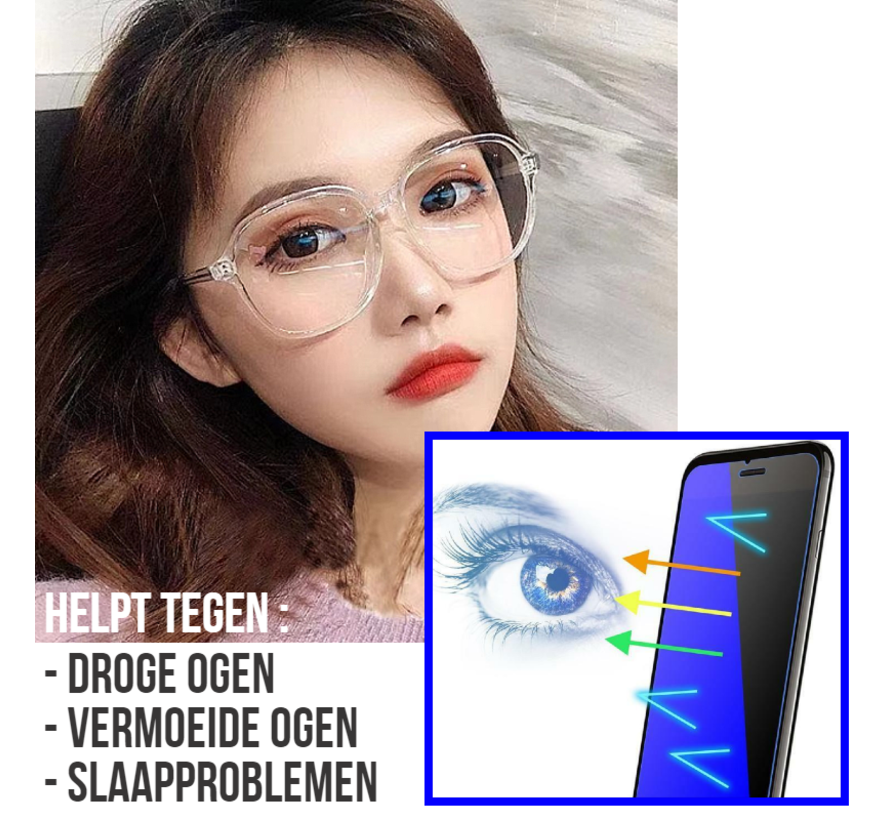 Allernieuwste.nl® Grote Dames Computerbril voor alle Beeldschermen met Anti Blauw Licht Glazen - Stralingsbescherming - Beeldschermbril - Kantoorbril - Transparant