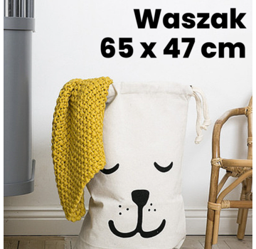Allernieuwste.nl® Waszak met Slapende Hond Print - wit-zwart - 65 x 47 cm