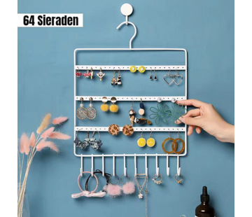 Allernieuwste.nl® Hang Sieradenrek Oorbellenrek 64x - Wit - 4 verdiepingen