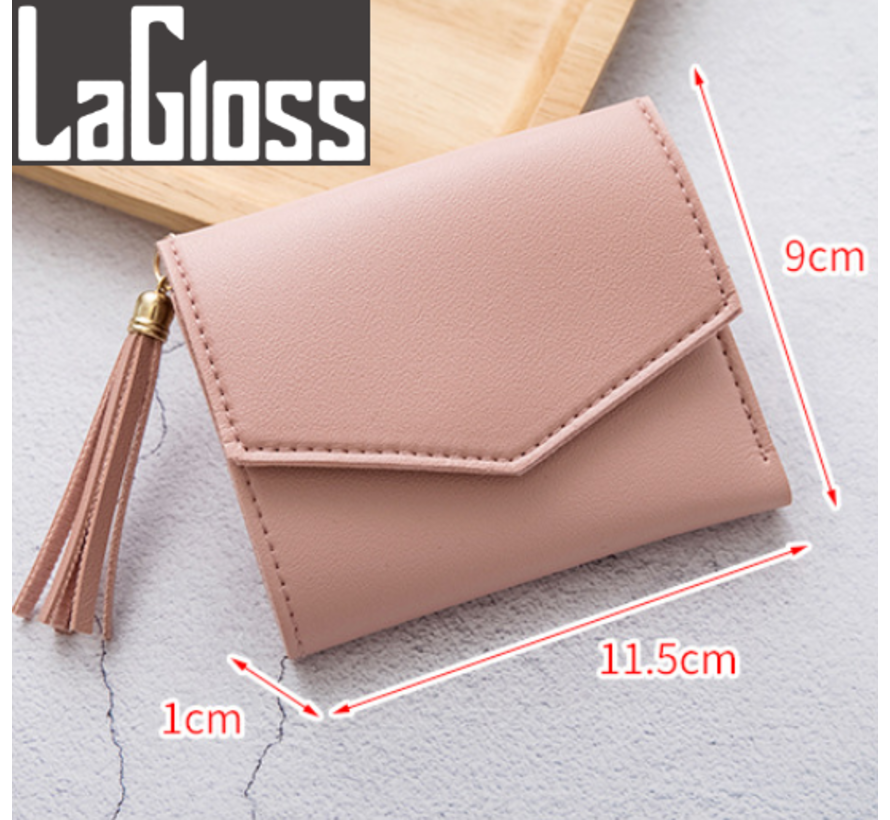 LaGloss® Vrouwelijke Luxe Roze portemonnee - Imitatie leer - 11.5 x 9 cm - Roze - elegant tijdloos - casual - formeel - dames - portemonnee - wallet