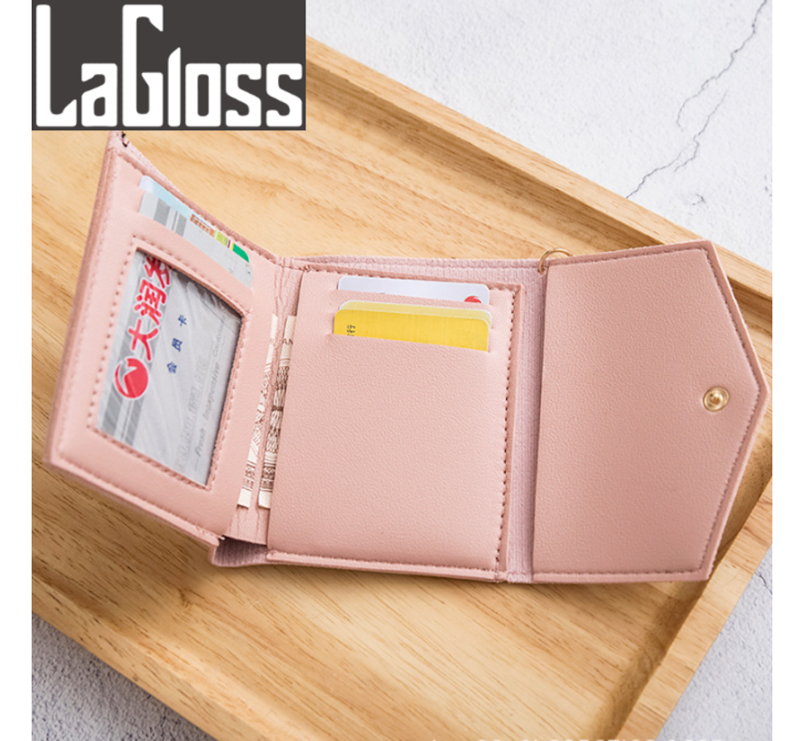 LaGloss® Vrouwelijke Luxe Roze portemonnee - Imitatie leer - 11.5 x 9 cm - Roze - elegant tijdloos - casual - formeel - dames - portemonnee - wallet