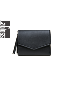 LaGloss® Vrouwelijke Luxe Zwarte portemonnee - Imitatie leer - 11.5 x 9 cm