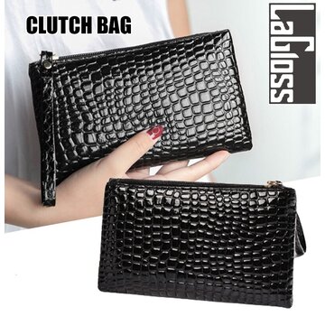 LaGloss® 2st Modische Mobiele Telefoon / Portemonnee Clutch  van Imitatie Krokodil 19x11x2 cm