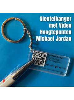 Allernieuwste.nl® QR Sleutelhanger Basketbal Legend MICHAEL JORDAN *