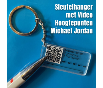 Allernieuwste.nl® QR Sleutelhanger Basketbal Legend MICHAEL JORDAN *