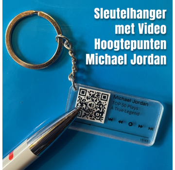 Allernieuwste.nl® QR Sleutelhanger Basketbal Legend MICHAEL JORDAN *