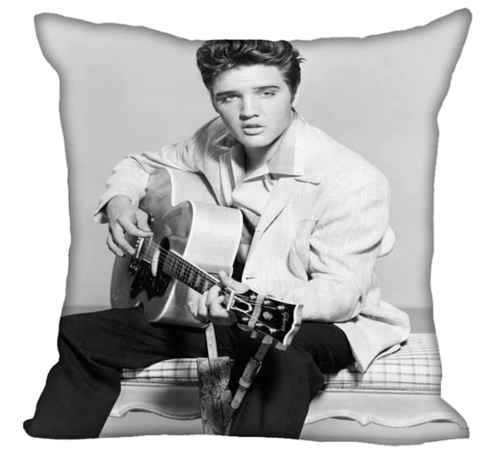 Allernieuwste.nl® Allernieuwste® Kussen Elvis Presley The King 2 - Kussenhoes Katoen Linnen - Kussenovertrek Zwart Wit 45 x 45 cm