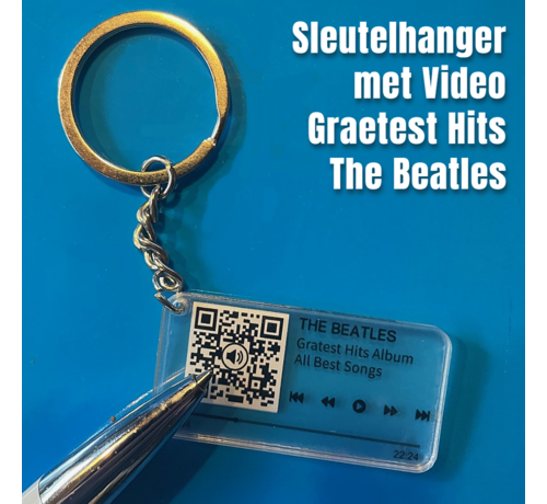 Allernieuwste.nl® Allernieuwste.nl® QR Sleutelhanger THE BEATLES "Fab Four" - Video van Gratest Hits - QR code Geschenk Idee Cadeau Muziek-fan - Beeld en Geluid Gadget - MU14 Sinterklaas Kado