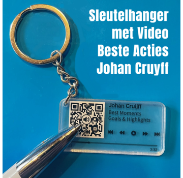 Allernieuwste.nl® QR Sleutelhanger JOHAN CRUYFF Prof-Voetballer *