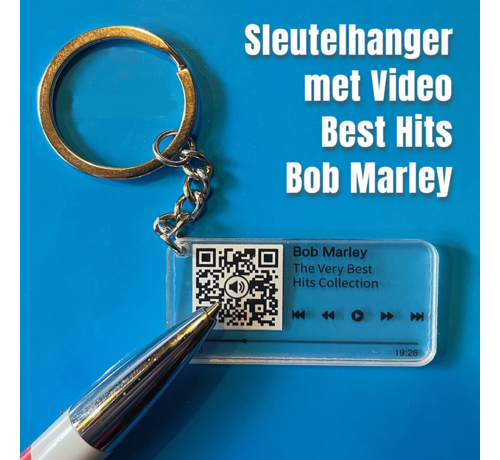 Allernieuwste.nl® Allernieuwste.nl® QR Sleutelhanger BOB MARLEY - Video van Hits Collection - QR code Geschenk Idee Cadeau Reggae en Ska-fan - Beeld en Geluid Gadget - MU07 Sinterklaas Cadeau