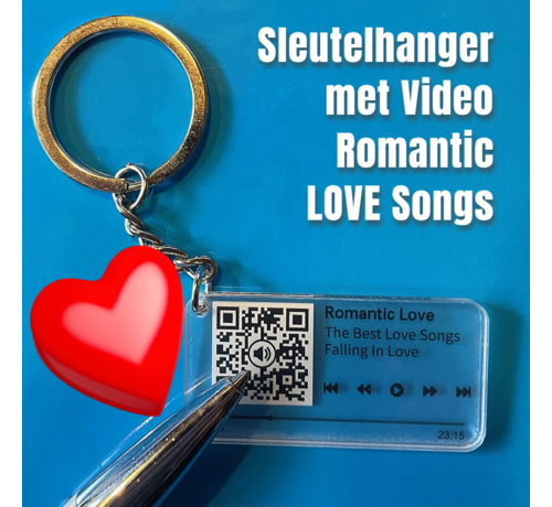 Allernieuwste.nl® Allernieuwste.nl® QR Sleutelhanger Romantic Love - Video met Romantische Muziek - QR code Geschenk Idee Cadeau voor Verliefden - Beeld en Geluid Gadget Liefde - MU15 Lovers Cadeau