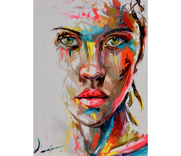 Allernieuwste.nl® Canvas Schilderij Gezicht Vrouw Grafitti - 50 x 65 cm