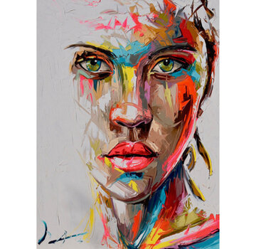 Allernieuwste.nl® Canvas Schilderij Gezicht Vrouw Grafitti - 50 x 65 cm