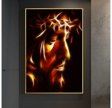 Allernieuwste.nl® Canvas Schilderij Jezus Christus Modern Abstract - 60 x 90 cm