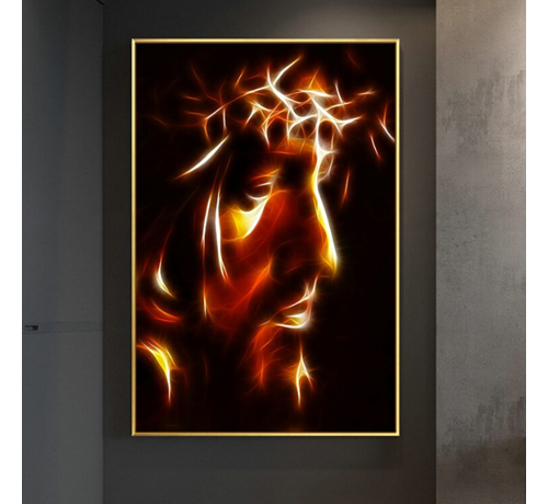 Allernieuwste.nl® Allernieuwste.nl® Canvas Schilderij Jezus Christus Modern Abstract - Religie - Wanddecoratie - Kleur - 60 x 90 cm