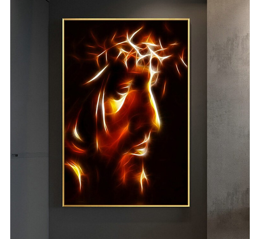 Allernieuwste.nl® Canvas Schilderij Jezus Christus Modern Abstract - Religie - Wanddecoratie - Kleur - 60 x 90 cm