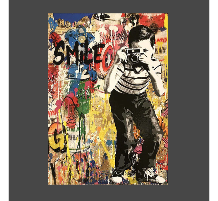 Allernieuwste.nl® Canvas Schilderij SET van 4 STUKS Banksy Graffiti Modern Street Art Collection PopArt - Posters -  4x 40 x 60 cm SET - Kleur