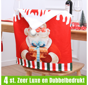 Allernieuwste.nl® 4 st Luxe Dubbelbedrukte Kerst Stoelhoezen - 60x50cm