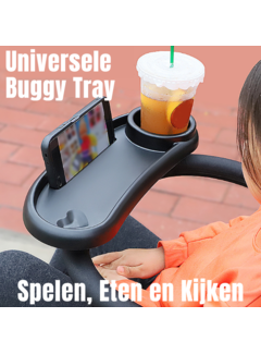 Allernieuwste.nl® Kinderwagen Tafel met Telefoon Sleuf  - Universeel - 36 x 14.5 cm - Zwart