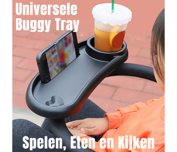 Allernieuwste.nl® Kinderwagen Tafel met Telefoon Sleuf  - Universeel - 36 x 14.5 cm - Zwart