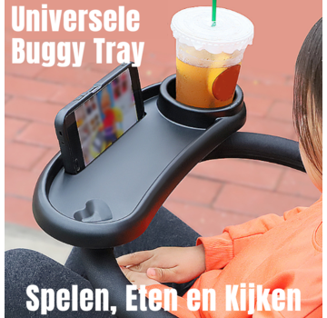 Allernieuwste.nl® Kinderwagen Tafel met Telefoon Sleuf  - Universeel - 36 x 14.5 cm - Zwart