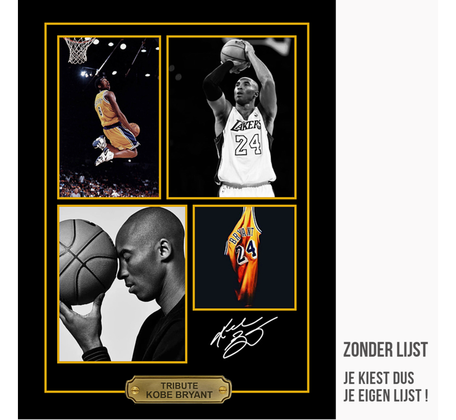 Allernieuwste.nl® Canvas Schilderij VIP Tribute Prof Basketballer Kobe Bryant - Memorabilia CANVAS - 30 x 40 cm