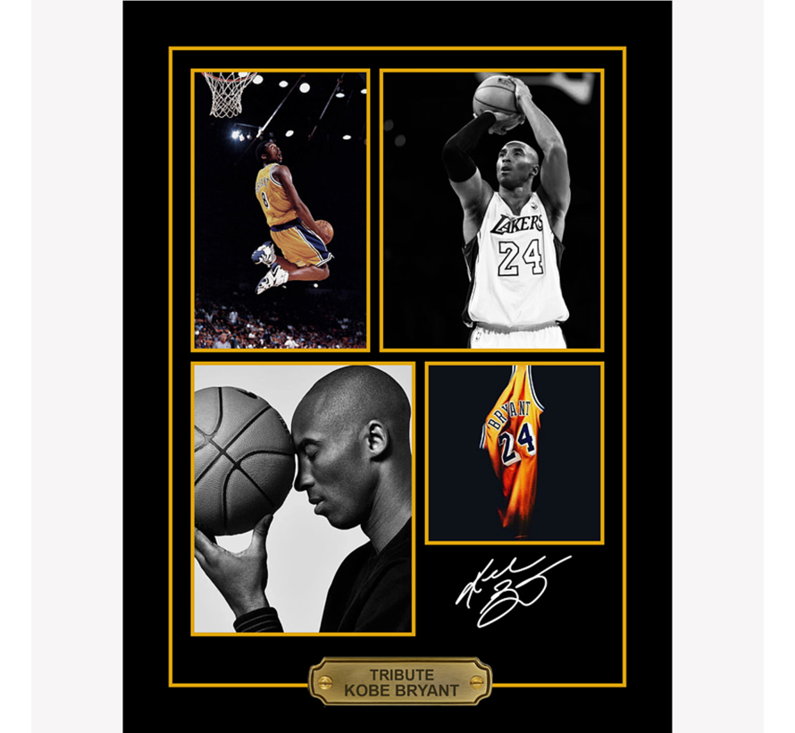 Allernieuwste.nl® Canvas Schilderij VIP Tribute Prof Basketballer Kobe Bryant - Memorabilia CANVAS - 30 x 40 cm