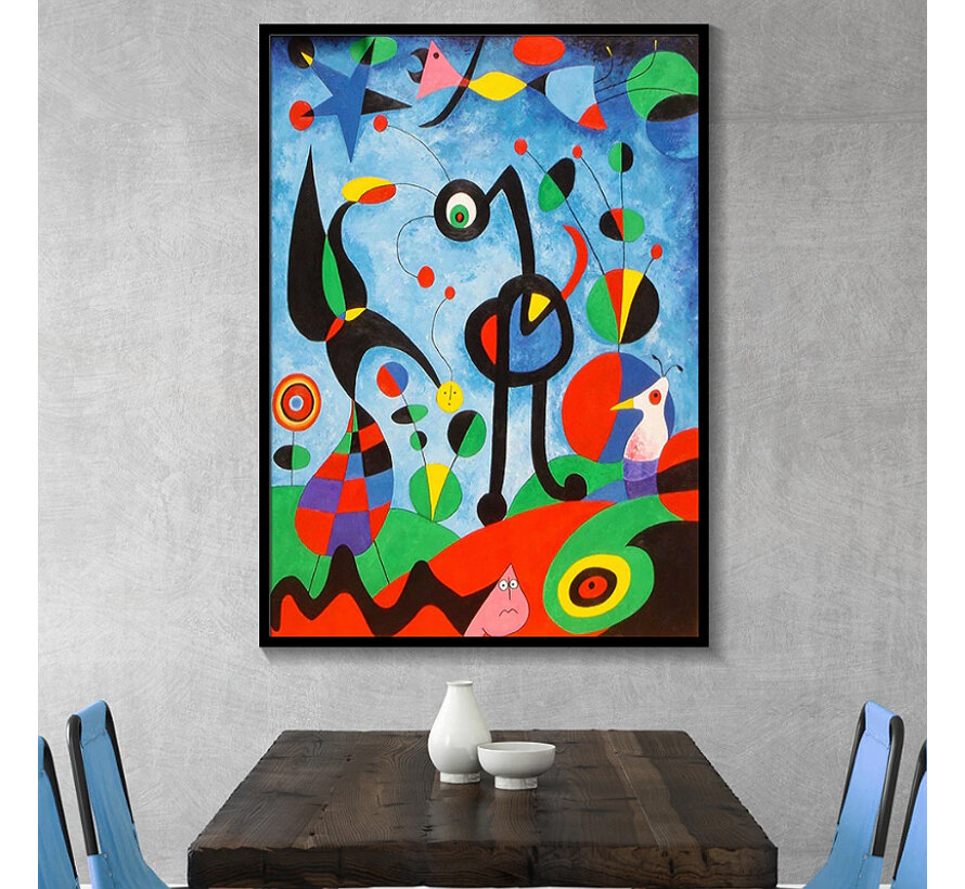 Allernieuwste.nl® Canvas Schilderij * Joan Miro The Garden 1925 * - Modern Abstract - kleur - 70 x 100 cm