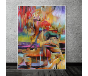 Allernieuwste.nl® Canvas Schilderij Knuffel Liefde Abstract - 70 x 100 cm