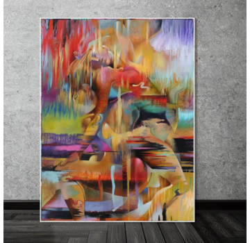 Allernieuwste.nl® Canvas Schilderij Knuffel Liefde Abstract - 70 x 100 cm