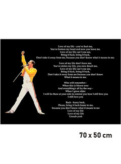 Allernieuwste.nl® Canvas Schilderij Freddie Mercury Queen - Love of my life - 50 x 70 cm