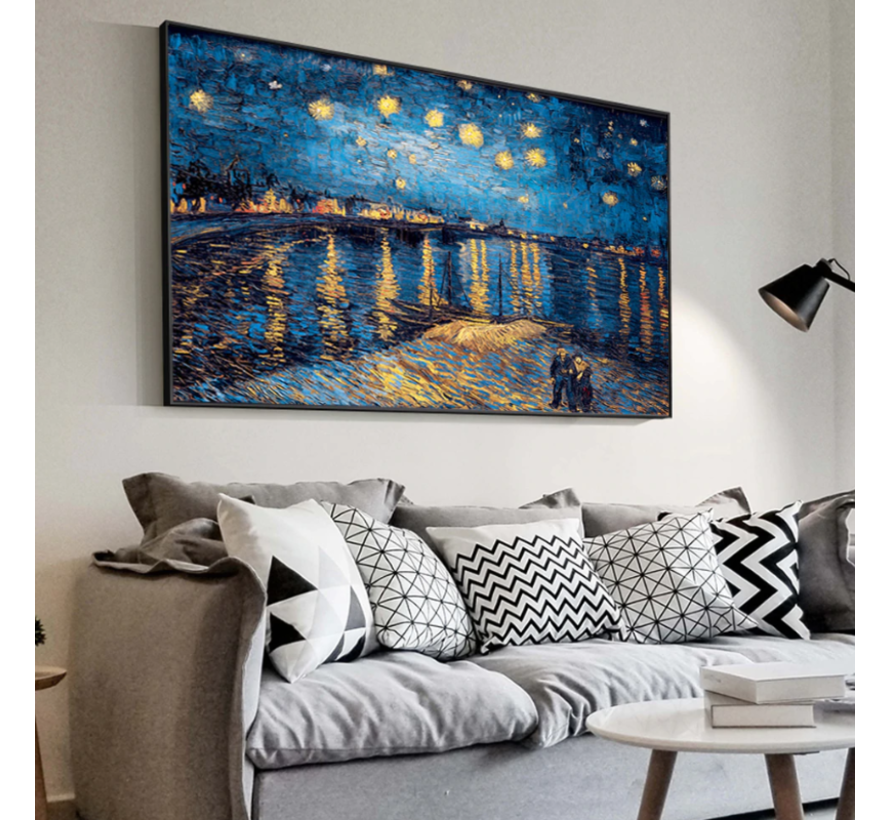 Allernieuwste.nl® Canvas Schilderij Vincent Van Gogh - Sterrennacht boven de RhÃ´ne - Poster - Reproductie - 60 x 90 cm - Kleur
