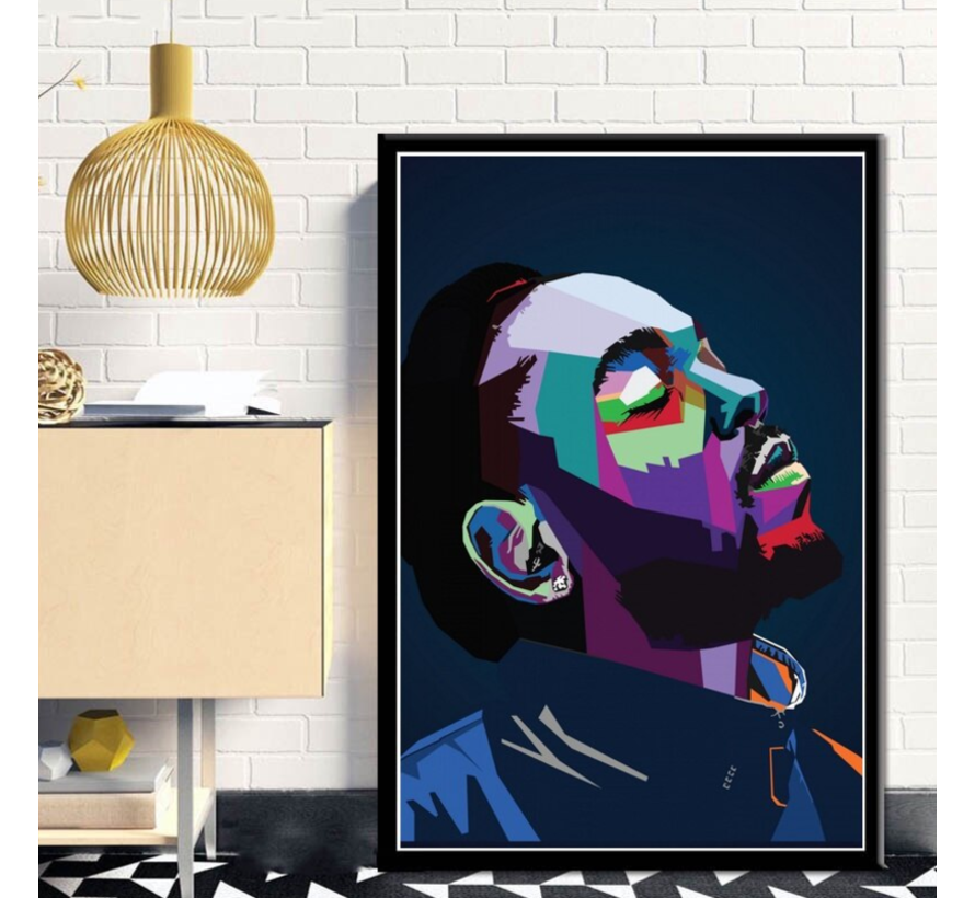 Allernieuwste.nl® Canvas Schilderij Kendrick Lamar Rapper, HipHop en Songwriter - Kunst - Poster - Graffiti Art - 50 x 75 cm - Kleur