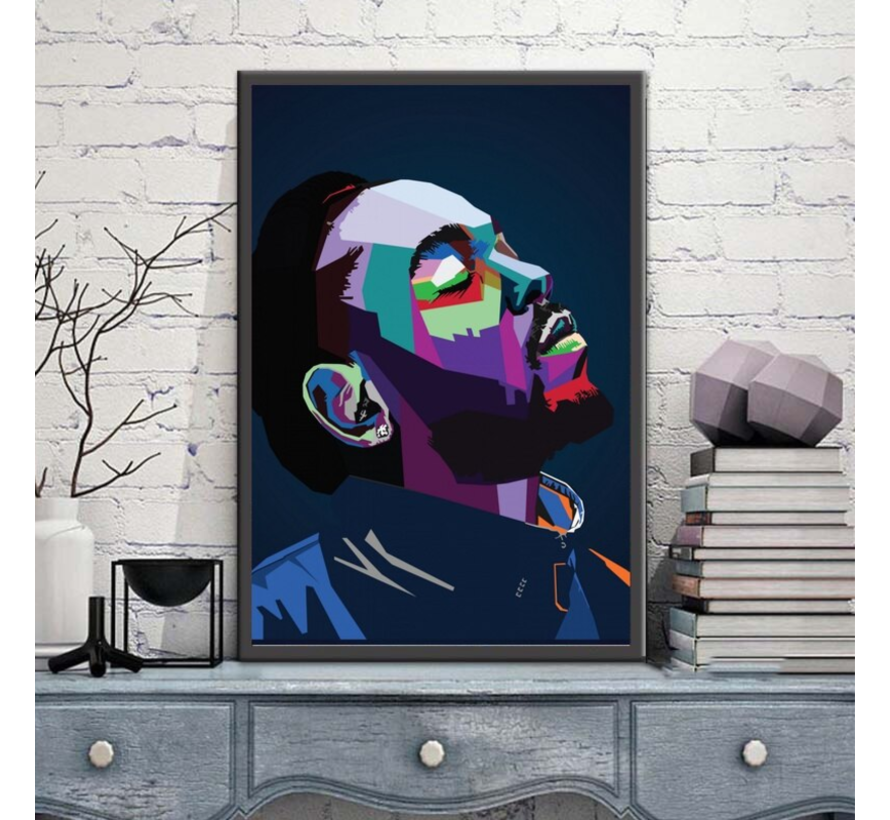 Allernieuwste.nl® Canvas Schilderij Kendrick Lamar Rapper, HipHop en Songwriter - Kunst - Poster - Graffiti Art - 50 x 75 cm - Kleur
