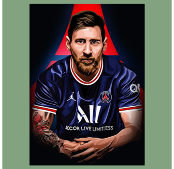 Allernieuwste.nl® Canvas Schilderij Lionel Messi Legende - 50 x 70 cm