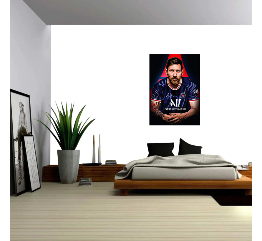 Allernieuwste.nl® Canvas Schilderij Lionel Messi Legende - Profvoetballer - Sport - Kleur - 50 x 70 cm