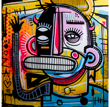 Allernieuwste.nl® Canvas Schilderij Joachim Graffiti Street Art - 60 x 60 cm