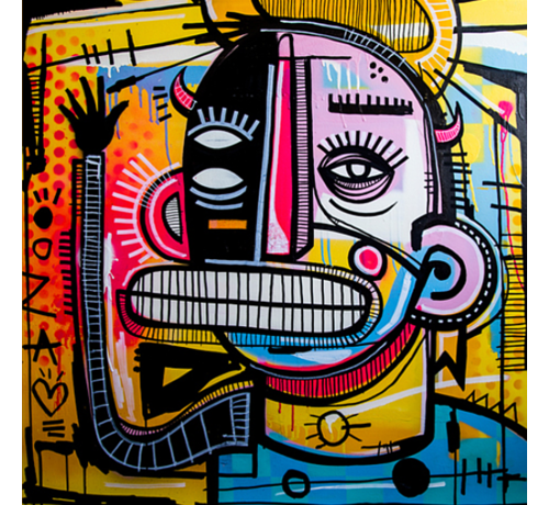 Allernieuwste.nl® Allernieuwste.nl® Canvas Schilderij Joachim Graffiti Street Art - Reproductie - Abstract - Poster - 60 x 60 cm - Kleur