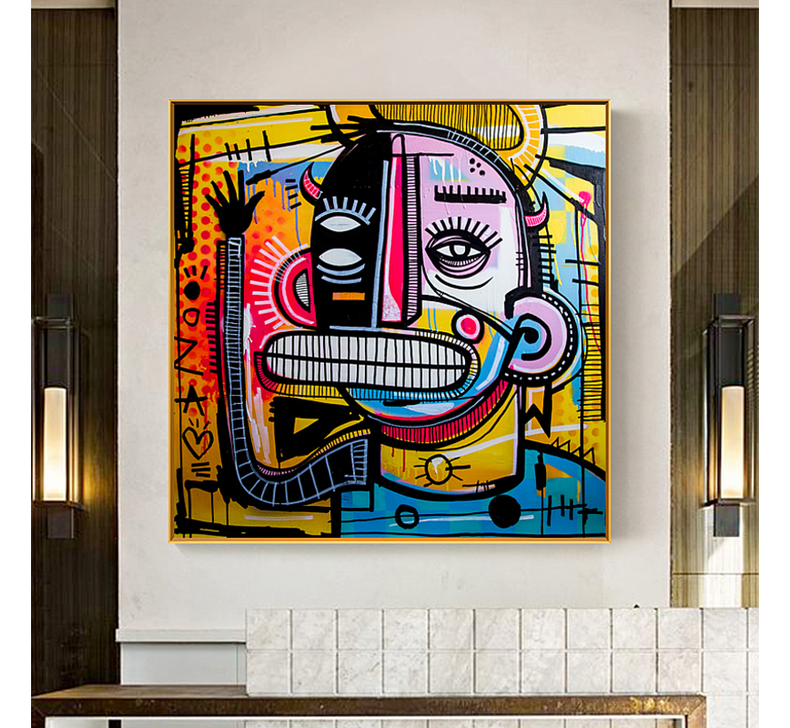 Allernieuwste.nl® Canvas Schilderij Joachim Graffiti Street Art - Reproductie - Abstract - Poster - 60 x 60 cm - Kleur