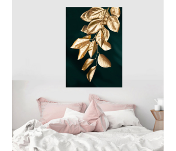 Allernieuwste.nl® Canvas Schilderij Gouden Plant Bladeren - 50 x 70 cm