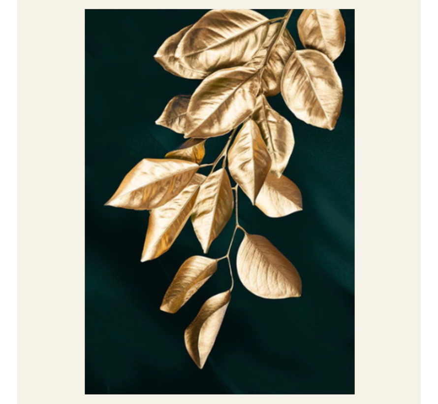 Allernieuwste.nl® Canvas Schilderij Gouden Plant Bladeren - kleur Goud - poster 50 x 70 cm