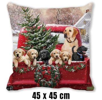 Allernieuwste.nl® Kussenhoes Kerst Puppies Kerstboom - 45 x 45 cm