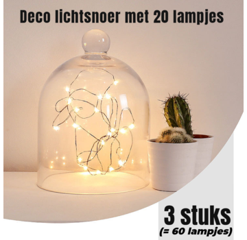 Allernieuwste.nl® 3 STUKS LED Lichtsnoer - Wit - 2 METER 20 Lampjes Elk