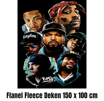 Allernieuwste.nl® Hip Hop Old School 90's Flanel Fleece Plaid Deken - Tupac Eminem Biggie Rap - 150 x 100 cm
